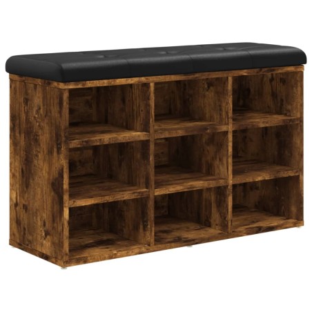 vidaXL Banco zapatero madera de ingeniería roble ahumado 82x32x50 cm