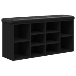 vidaXL Banco zapatero madera de ingeniería negro 102x32x50 cm