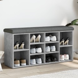 vidaXL Banco zapatero madera de ingeniería gris hormigón 102x32x50 cm