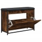 vidaXL Banco zapatero con cajón abatible roble ahumado 82x32x56 cm vidaXL Banco zapatero con cajón abatible roble ahumado 82x32x56 cm