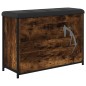 vidaXL Banco zapatero con cajón abatible roble ahumado 82x32x56 cm vidaXL Banco zapatero con cajón abatible roble ahumado 82x32x56 cm