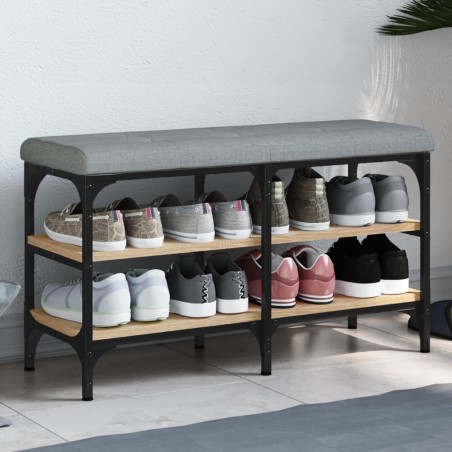 vidaXL Banco zapatero madera de ingeniería roble Sonoma 82x32x47 cm