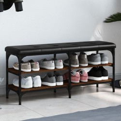 vidaXL Banco zapatero madera de ingeniería marrón roble 102x32x47 cm