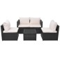 vidaXL Set muebles de jardín 5 piezas y cojines ratán sintético negro vidaXL Set muebles de jardín 5 piezas y cojines ratán sintético negro