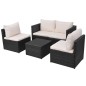 vidaXL Set muebles de jardín 5 piezas y cojines ratán sintético negro vidaXL Set muebles de jardín 5 piezas y cojines ratán sintético negro
