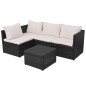 vidaXL Set muebles de jardín 5 piezas y cojines ratán sintético negro vidaXL Set muebles de jardín 5 piezas y cojines ratán sintético negro