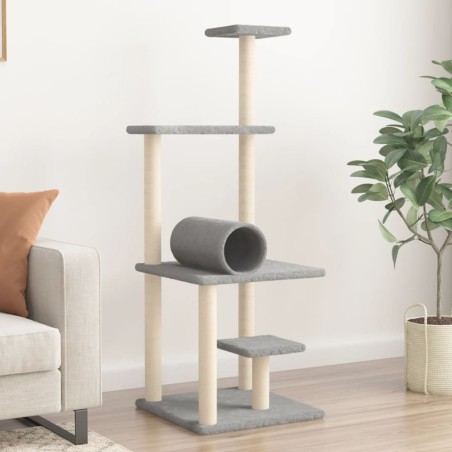 vidaXL Rascador para gatos con postes de sisal gris claro 136 cm