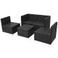 vidaXL Set muebles de jardín 5 piezas y cojines ratán sintético negro vidaXL Set muebles de jardín 5 piezas y cojines ratán sintético negro