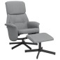 vidaXL Sillón reclinable con reposapiés tela gris claro