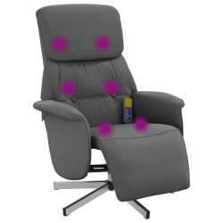vidaXL Sillón reclinable de masaje con reposapiés tela gris oscuro