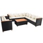 vidaXL Set muebles de jardín 6 piezas y cojines ratán sintético negro vidaXL Set muebles de jardín 6 piezas y cojines ratán sintético negro