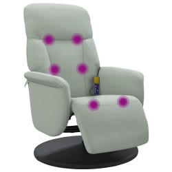 vidaXL Sillón reclinable masaje con reposapiés terciopelo gris claro