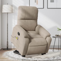 vidaXL Sillón reclinable de masaje elevable tela microfibra gris taupe