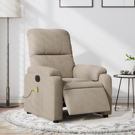 vidaXL Sillón reclinable masaje eléctrico tela microfibra gris taupe