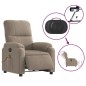 vidaXL Sillón reclinable masaje eléctrico tela microfibra gris taupe vidaXL Sillón reclinable masaje eléctrico tela microfibra gris taupe
