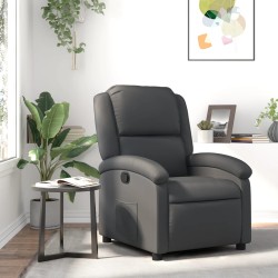 vidaXL Sillón reclinable de cuero auténtico gris
