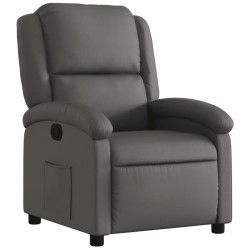 vidaXL Sillón reclinable de cuero auténtico gris