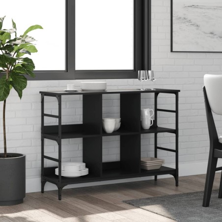 vidaXL Aparador de madera de ingeniería negro 102x32x73,5 cm
