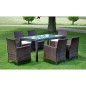 vidaXL Set comedor de jardín 7 piezas y cojines ratán sintético marrón vidaXL Set comedor de jardín 7 piezas y cojines ratán sintético marrón