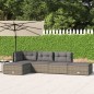 vidaXL Set de muebles de jardín 5 pzas y cojines ratán sintético gris vidaXL Set de muebles de jardín 5 pzas y cojines ratán sintético gris