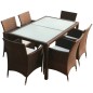 vidaXL Set comedor de jardín 7 piezas y cojines ratán sintético marrón vidaXL Set comedor de jardín 7 piezas y cojines ratán sintético marrón