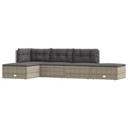 vidaXL Set de muebles de jardín 5 pzas y cojines ratán sintético gris