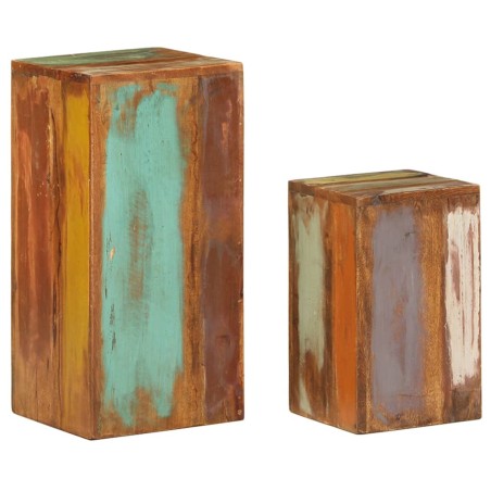 vidaXL Soportes para plantas 2 unidades madera maciza reciclada 