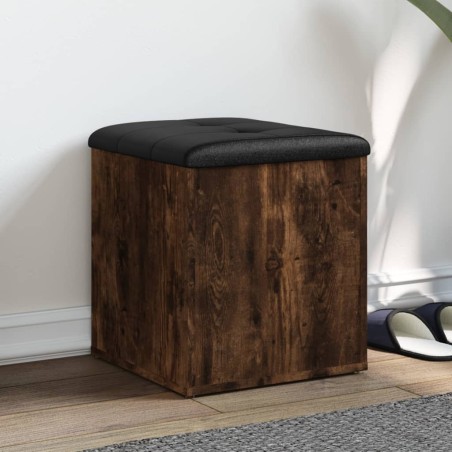 vidaXL Banco con almacenaje madera ingeniería roble ahumado 42x42x45cm