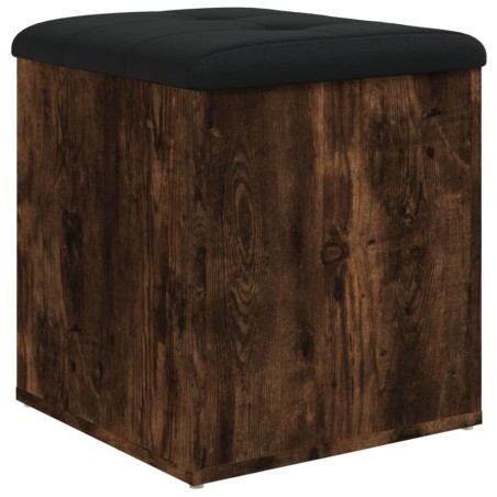 vidaXL Banco con almacenaje madera ingeniería roble ahumado 42x42x45cm