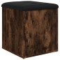 vidaXL Banco con almacenaje madera ingeniería roble ahumado 42x42x45cm vidaXL Banco con almacenaje madera ingeniería roble ahumado 42x42x45cm