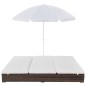 vidaXL Tumbona cama con sombrilla ratán sintético marrón vidaXL Tumbona cama con sombrilla ratán sintético marrón