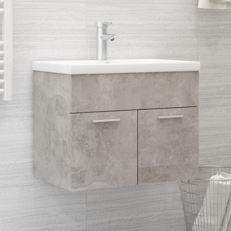 vidaXL Mueble con lavabo madera de ingeniería gris hormigón vidaXL Mueble con lavabo madera de ingeniería gris hormigón