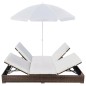vidaXL Tumbona cama con sombrilla ratán sintético marrón vidaXL Tumbona cama con sombrilla ratán sintético marrón