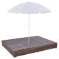 vidaXL Tumbona cama con sombrilla ratán sintético marrón vidaXL Tumbona cama con sombrilla ratán sintético marrón