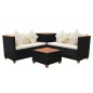 vidaXL Muebles de jardín 4 piezas con cojines ratán sintético negro vidaXL Muebles de jardín 4 piezas con cojines ratán sintético negro