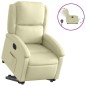 vidaXL Sillón reclinable eléctrico elevable cuero auténtico crema