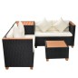 vidaXL Muebles de jardín 4 piezas con cojines ratán sintético negro vidaXL Muebles de jardín 4 piezas con cojines ratán sintético negro