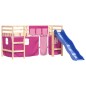vidaXL Cama alta para niños con cortinas madera pino rosa 80x200 cm vidaXL Cama alta para niños con cortinas madera pino rosa 80x200 cm