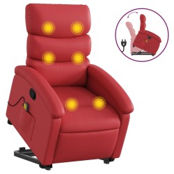 vidaXL Sillón reclinable de masaje de pie cuero artificial rojo