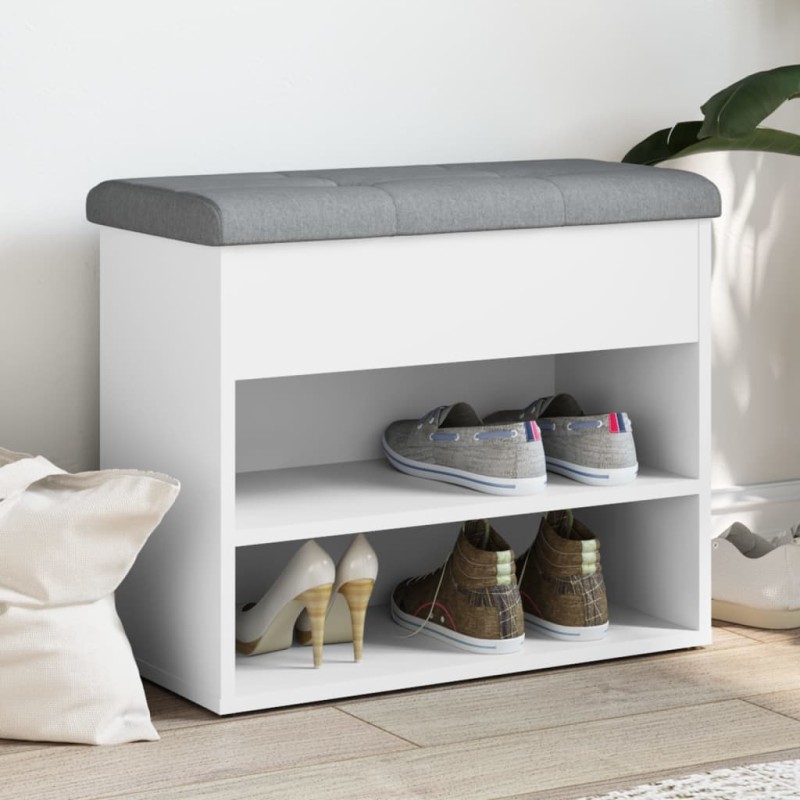 vidaXL Banco zapatero madera de ingeniería blanco 62x32x50 cm