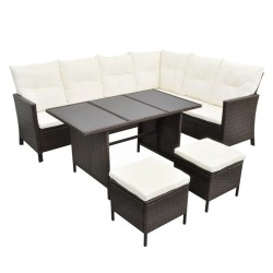 vidaXL Set muebles de jardín 4 piezas y cojines ratán sintético marrón