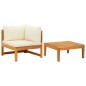 vidaXL Set muebles de jardín 2 pzas cojines crema madera de acacia vidaXL Set muebles de jardín 2 pzas cojines crema madera de acacia