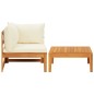 vidaXL Set muebles de jardín 2 pzas cojines crema madera de acacia vidaXL Set muebles de jardín 2 pzas cojines crema madera de acacia