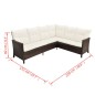 vidaXL Set muebles de jardín 4 piezas y cojines ratán sintético marrón vidaXL Set muebles de jardín 4 piezas y cojines ratán sintético marrón