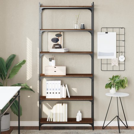 vidaXL Librería 6 estantes madera ingeniería roble marrón 80x30x188 cm