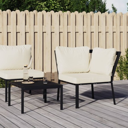 vidaXL Silla de jardín acero con cojines color arena 76x76x79 cm