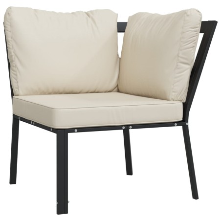 vidaXL Silla de jardín acero con cojines color arena 76x76x79 cm