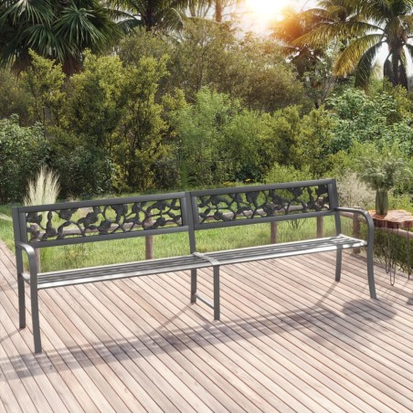 vidaXL Banco de jardín doble 246 cm acero gris