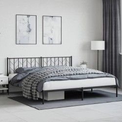 vidaXL Estructura de cama con cabecero metal negro 193x203 cm