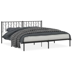 vidaXL Estructura de cama con cabecero metal negro 193x203 cm